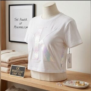 ✨ Calvin Klein Sequin Logo Tee – Size M (NWT)